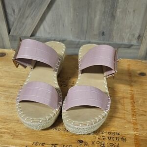 Vintage Havana Pink and Tan Espadrille Slides with Suede Upper